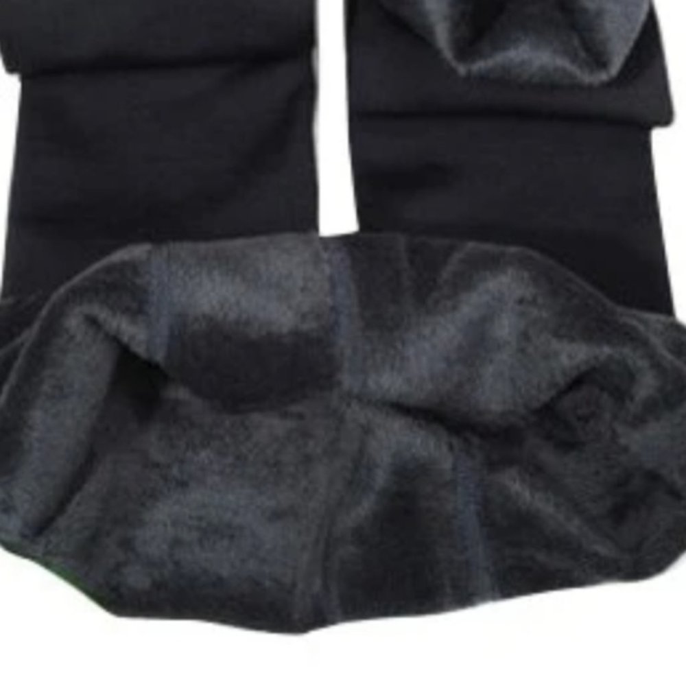 BLACK FLEECE LINED PANTS WITH POCKETS - Picture 2 of 2